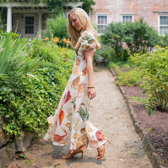 Alemais Atlantis Sealife Linen Midi Dress - Picture 3 of 11